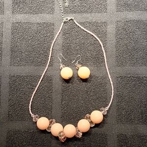 Chic Pink Beaded Necklace and Earring Set